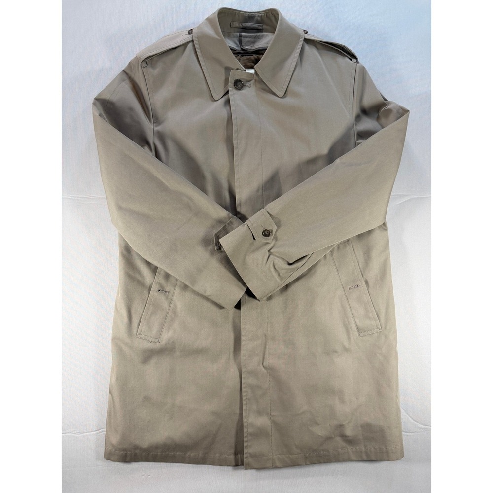 Vintage London Fog Mens Tan Trench Coat Thinsulate Liner Made in USA 40 Reg